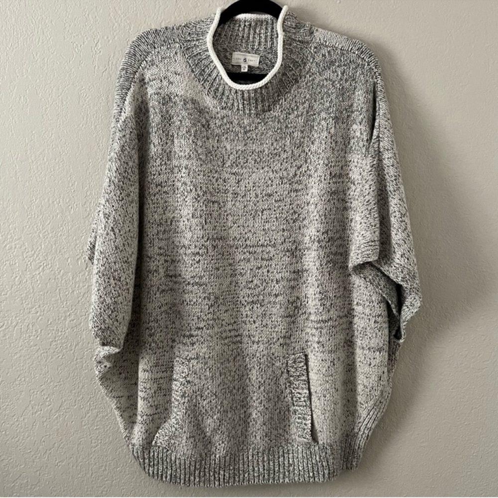 LOU & GREY Oversized Kangaroo Pocket Mock Neck Dolman Sleeve Sweater